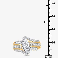 (G, Si1-Si2) Womens 2 CT. T.W. Lab Grown White Diamond 10K Gold Marquise Side Stone Cocktail Ring