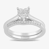 (H / I1-I2) Womens 1/4 CT. T.W. Lab Grown White Diamond Sterling Silver Heart Halo Bridal Set