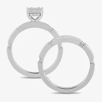 (H / I1-I2) Womens 1/4 CT. T.W. Lab Grown White Diamond Sterling Silver Halo Bridal Set