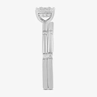 (H / I1-I2) Womens 1/4 CT. T.W. Lab Grown White Diamond Sterling Silver Halo Bridal Set