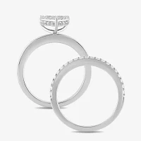 (H / I1-I2) Womens 1/2 CT. T.W. Lab Grown White Diamond Sterling Silver Heart Halo Bridal Set