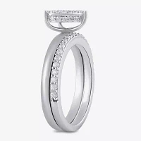 (H / I1-I2) Womens 1/2 CT. T.W. Lab Grown White Diamond Sterling Silver Heart Halo Bridal Set