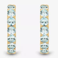 Genuine Blue Aquamarine 14K Gold Over Silver 14.7mm Round Hoop Earrings