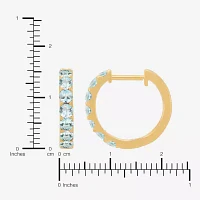 Genuine Blue Aquamarine 14K Gold Over Silver 14.7mm Round Hoop Earrings