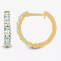 Genuine Blue Aquamarine 14K Gold Over Silver 14.7mm Round Hoop Earrings