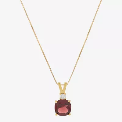 Womens 1/10 CT. T.W. Genuine Red Garnet 14K Gold Over Silver Cushion Pendant Necklaces