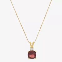 Womens 1/10 CT. T.W. Genuine Red Garnet 14K Gold Over Silver Cushion Pendant Necklaces