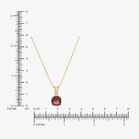 Womens 1/10 CT. T.W. Genuine Red Garnet 14K Gold Over Silver Cushion Pendant Necklaces