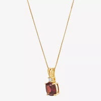 Womens 1/10 CT. T.W. Genuine Red Garnet 14K Gold Over Silver Cushion Pendant Necklaces