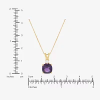 Womens 1/10 CT. T.W. Genuine Purple Amethyst 14K Gold Over Silver Cushion Pendant Necklaces