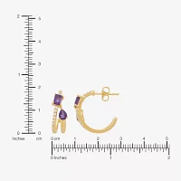 Genuine Purple Amethyst 14K Gold Over Silver 17.2mm Pear Hoop Earrings