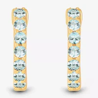 Genuine Blue Aquamarine 14K Gold Over Silver 10.3mm Round Hoop Earrings