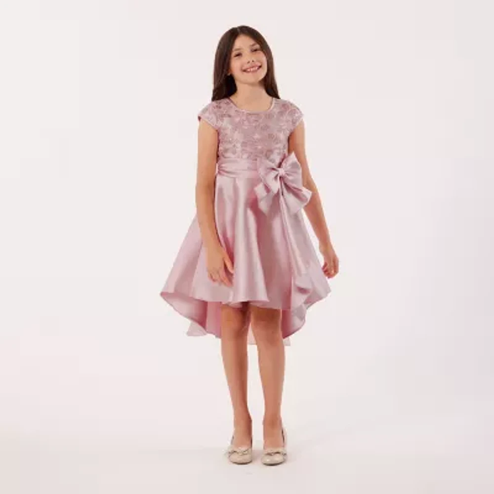 Bonnie Jean Big Girls Short Sleeve Cap Flower Girl Fit + Flare Dress