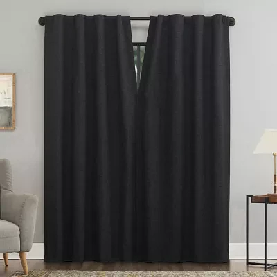 Sun Zero Treviso Back Tab Energy Saving 100% Blackout Single Curtain Panels
