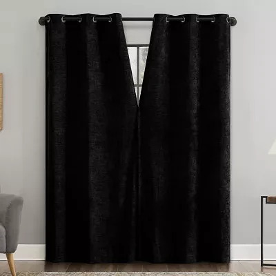 Sun Zero Isidora Grommet Top Energy Saving 100% Blackout Single Curtain Panels