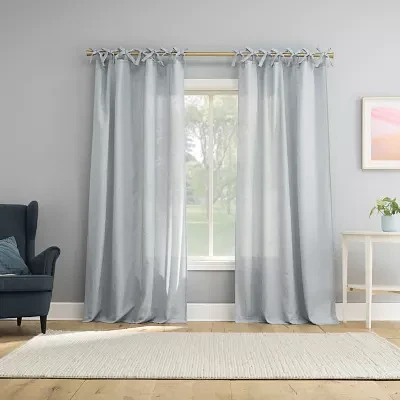 Sun Zero Roxy Tie Top Light-Filtering Single Curtain Panels