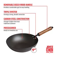 Joyce Chen Classic Series Pre-Seasoned Carbon Steel 9.5" Stir Fry Pan