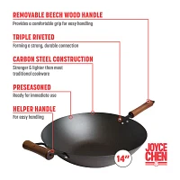 Joyce Chen Classic Series Pre-Seasoned Carbon Steel 14" Stir Fry Pan