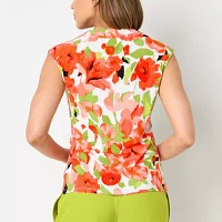 Black Label by Evan-Picone Floral Womens Cowl Neck Sleeveless Blouse