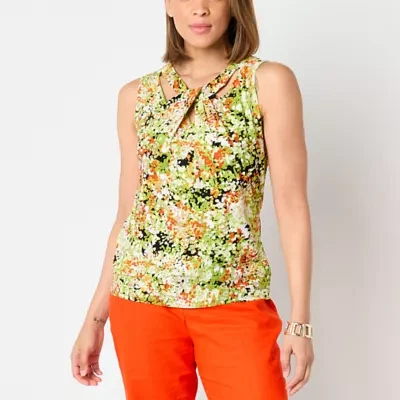 Black Label by Evan-Picone Womens Keyhole Neck Sleeveless Blouse