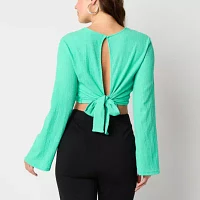 Bold Elements Womens V Neck Long Sleeve Crop Top