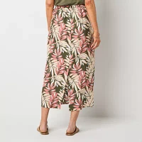 Liz Claiborne Womens Mid Rise Midi A-Line Skirt