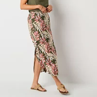 Liz Claiborne Womens Mid Rise Midi A-Line Skirt