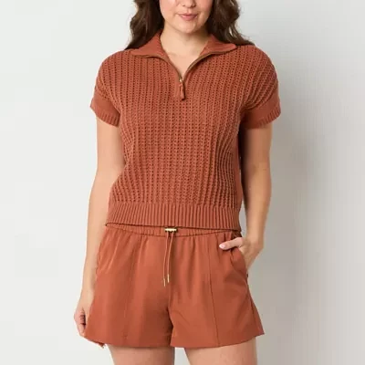 Stylus Womens Short Sleeve Pullover Sweater