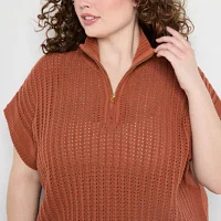 Stylus Plus Womens Mock Neck Short Sleeve Pullover Sweater