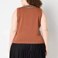 Stylus Womens V Neck Sweater Vest Plus