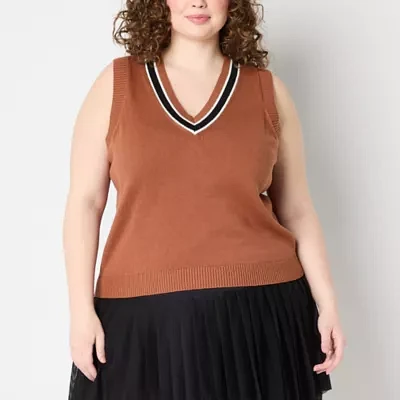 Stylus Womens V Neck Sweater Vest Plus