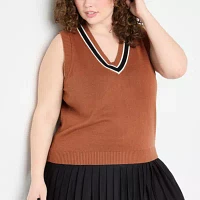 Stylus Womens V Neck Sweater Vest Plus