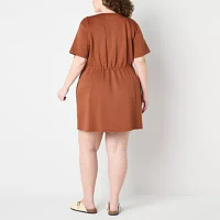 Stylus Womens Short Sleeve A-Line Dress Plus
