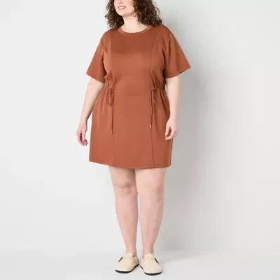 Stylus Womens Short Sleeve A-Line Dress Plus