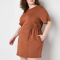 Stylus Womens Short Sleeve A-Line Dress Plus