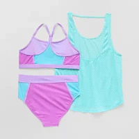 ZeroXposur Big Girls Ombre Metallic 3pc Bikini Set