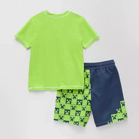 Little Boys Minecraft Rash Guard Set