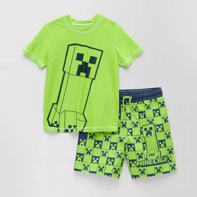 Little Boys Minecraft Rash Guard Set