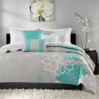 Madison Park Brianna 6-Pc Printed Cotton Quilt Set With Throw Pillows