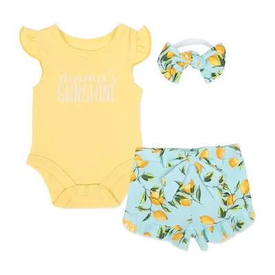 Baby Essentials Baby Girls 3-pc. Short Set