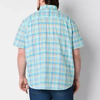 St. John's Bay Madras Big and Tall Mens Classic Fit Short Sleeve Plaid Button-Down Shirt