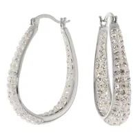 Sterling Silver Crystal Inside-Out Hoop Earrings 