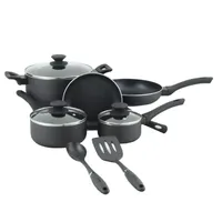 Oster Ashford 10 piece Aluminum Nonstick Cookware Set in Black with Bakelite Handle