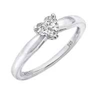 DiamonArt® Womens 3/8 CT. T.W. White Cubic Zirconia Sterling Silver Heart Promise Ring