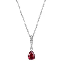 Womens Red Lab Created Ruby Sterling Silver Pendant Necklace