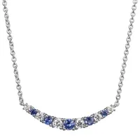 Womens Lab Grown Blue & 1/5 CT. T.W. Lab Grown White Diamond Sapphire Sterling Silver Pendant Necklace