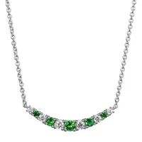 Womens Lab Grown Green Emerald & 1/5 CT. T.W. Lab Grown White Diamond Sterling Silver Pendant Necklace