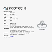 Signature By Modern Bride (H-I / I1) Womens 1 CT. T.W. Lab Grown White Diamond 10K Gold Pear Side Stone Halo Engagement Ring