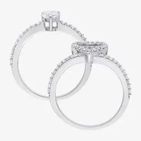 Modern Bride Gemstone Womens 1/2 CT. T.W. Lab Created White Sapphire 10K Gold Heart Bridal Set