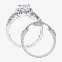 Modern Bride Gemstone Womens 1/4 CT. T.W. Lab Created White Sapphire 10K Gold Cushion Side Stone Bridal Set